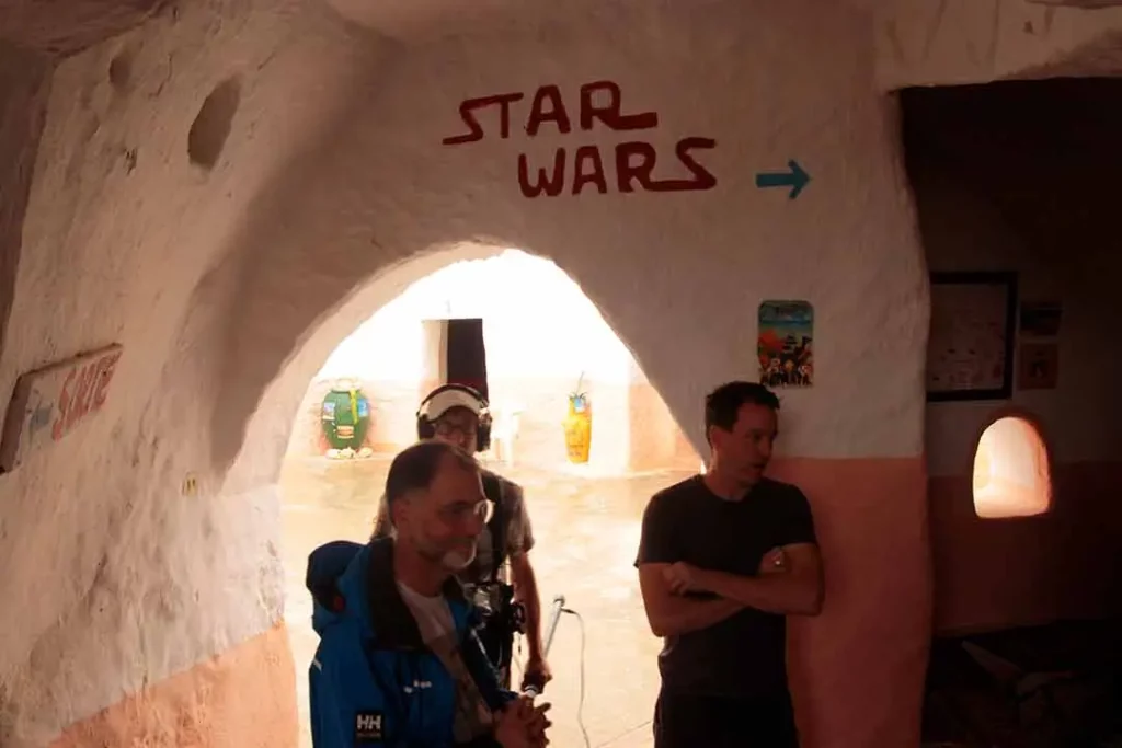 Film Crew inside star wars location in Matmata in Tunisia