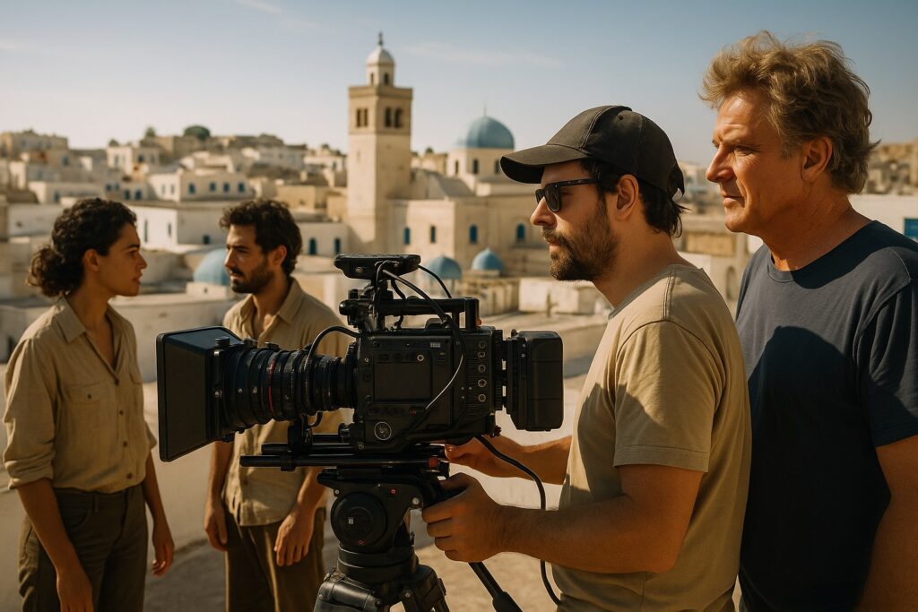 Film crew shooting in Tunisia during Tunisia Film Industry Trends 2025